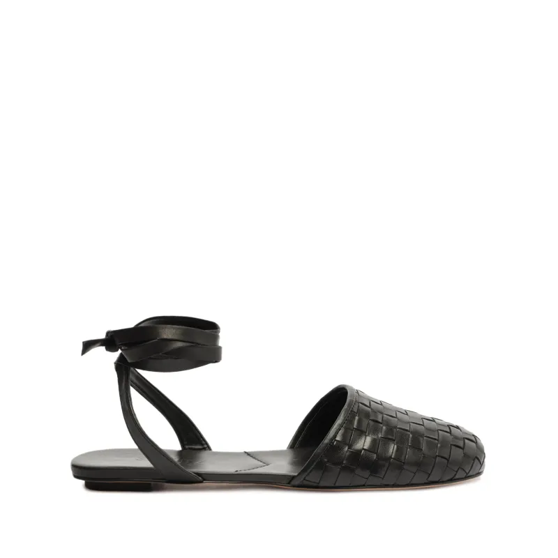 Ariel Woven Leather Flat sold by SCHUTZ