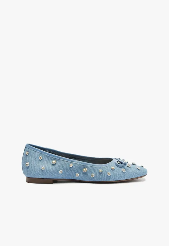 Arissa Shine Denim Flat sold by SCHUTZ