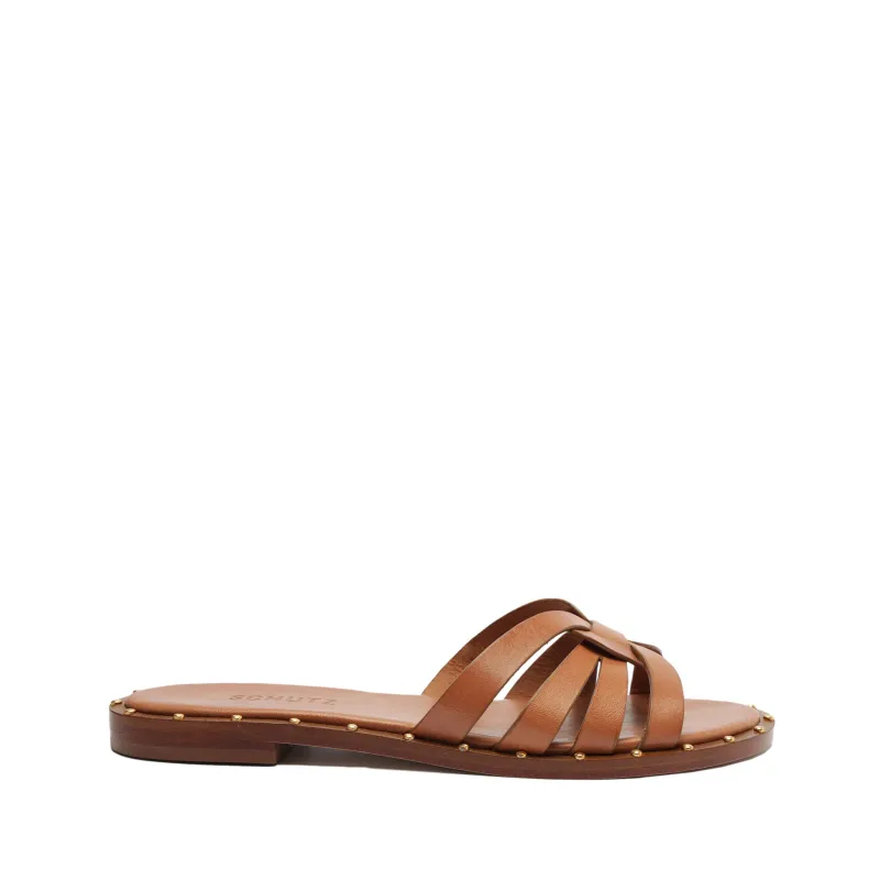 Phoenix Flat Leather Sandal sold by SCHUTZ