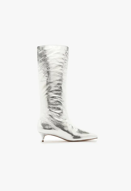 Gail Up Smashed Metallic Leather Boot sold by SCHUTZ