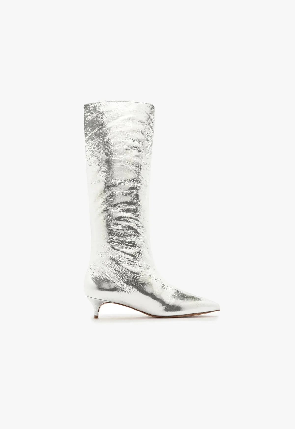 Gail Up Smashed Metallic Leather Boot sold by SCHUTZ