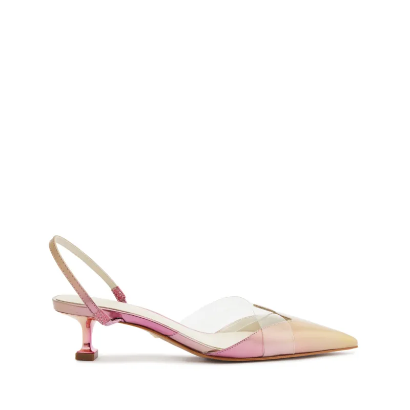 Tori Kitten Vinyl & Specchio Leather Pump sold by SCHUTZ