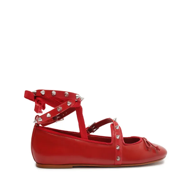 Larissa Lace Up Calf Leather Flat sold by SCHUTZ