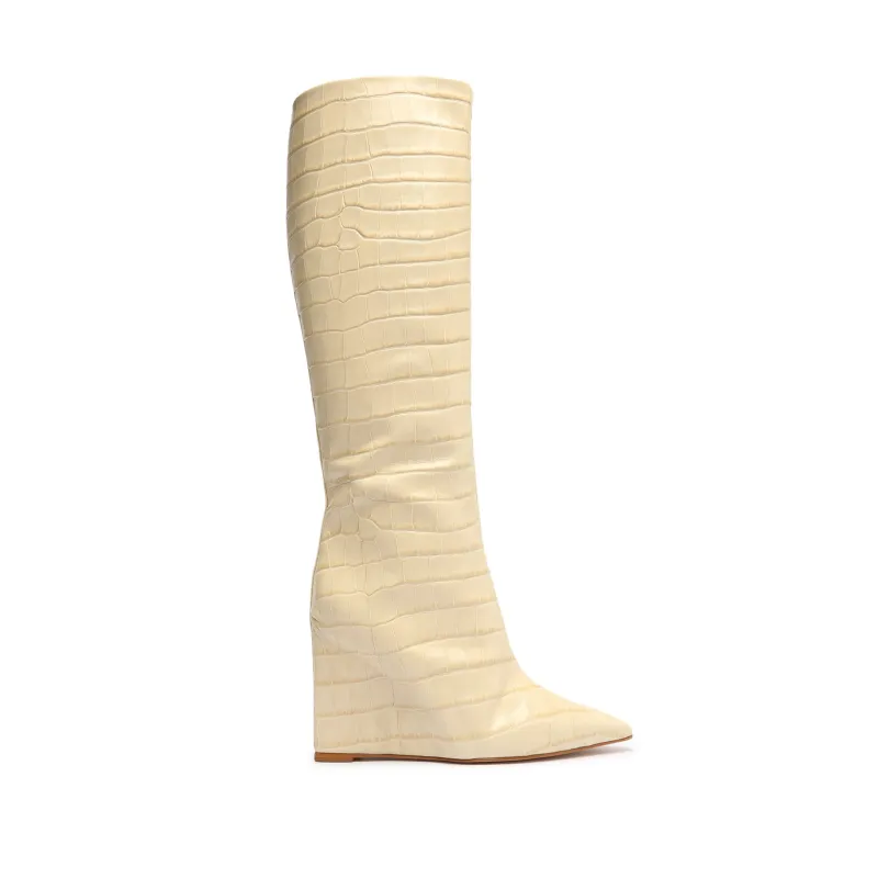 Asya Up Crocodile-Embossed Leather Boot made by SCHUTZ