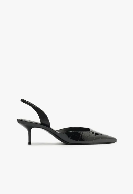 Paola Mid Stiletto Black Pump sold by SCHUTZ