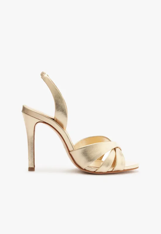 Keefa Sling Metallic Leather Sandal sold by SCHUTZ