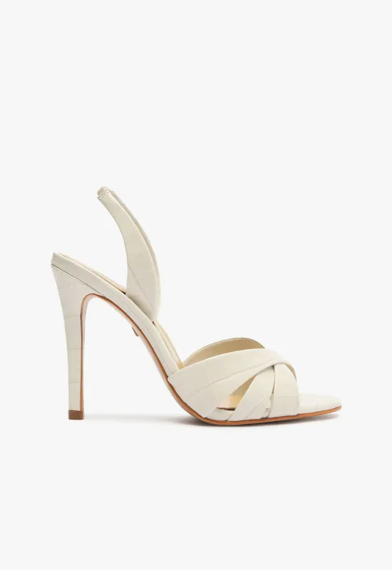 Keefa Crocodile-Embossed Leather Sandal sold by SCHUTZ