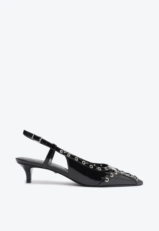Ruth Mid Patent Leather Pump sold by SCHUTZ