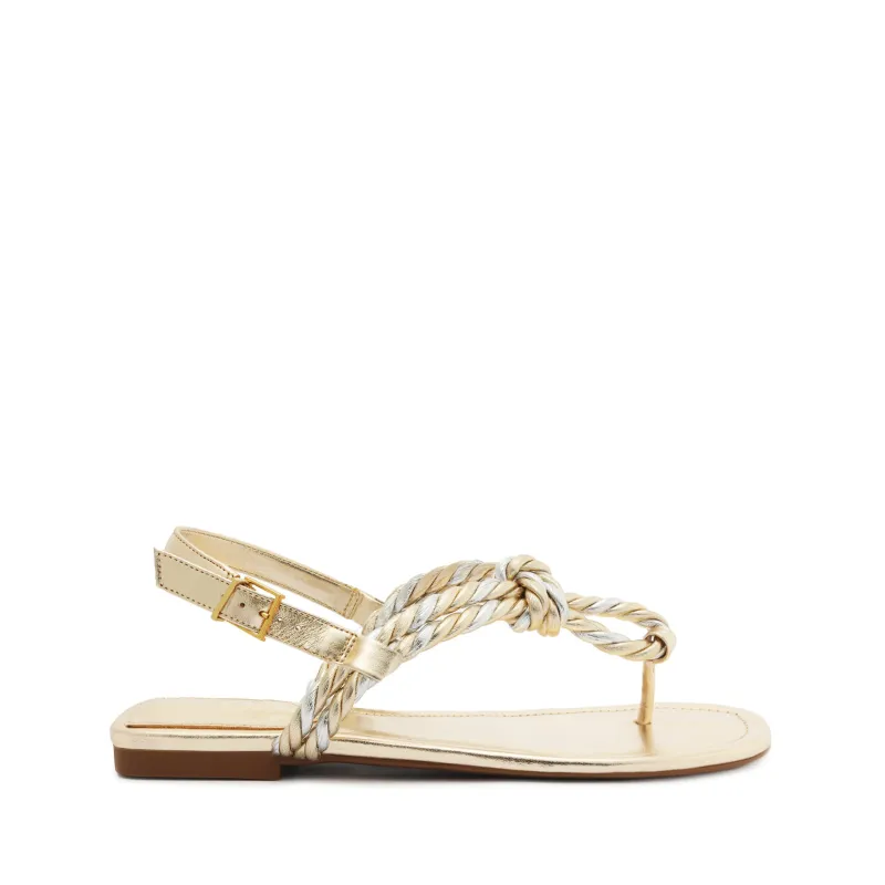 Sage Metallic Flat Sandal sold by SCHUTZ