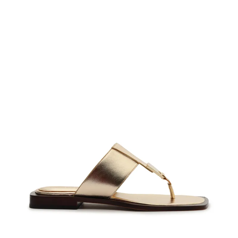 Salma Metallic Leather Flat Sandal sold by SCHUTZ