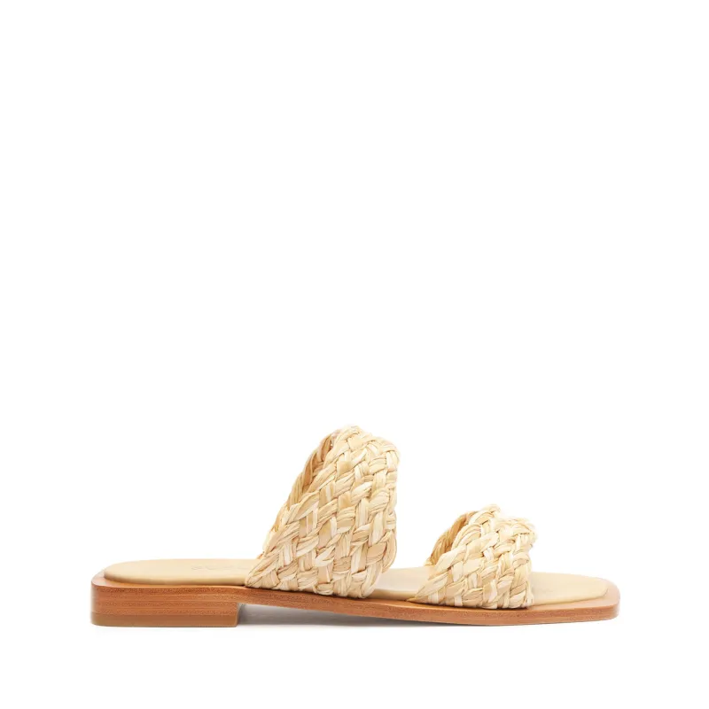 Amani Straw Flat Sandal sold by SCHUTZ