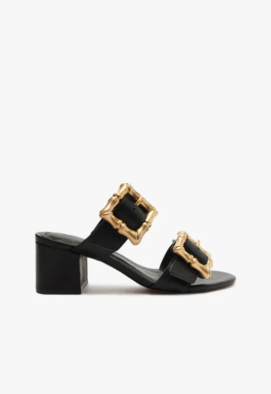 Enola Mid Block Leather Sandal sold by SCHUTZ
