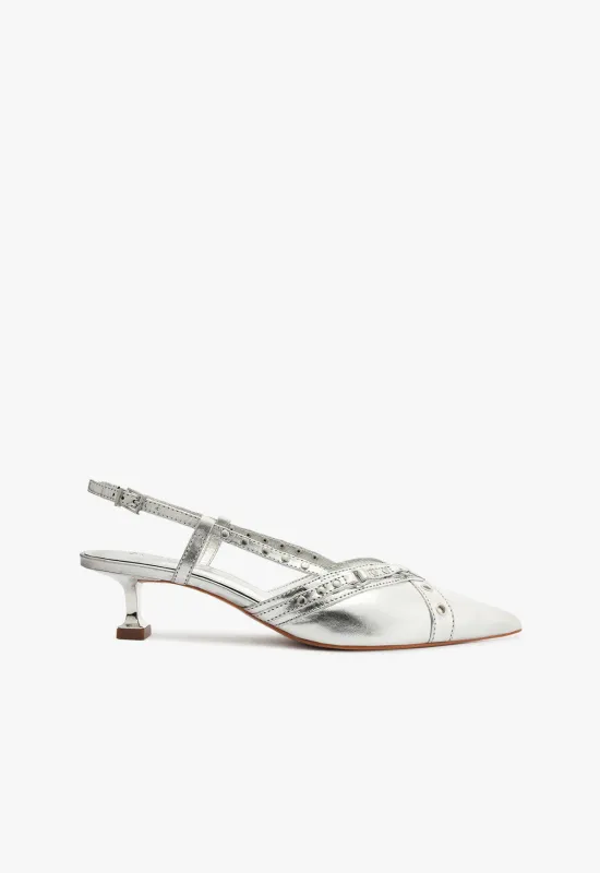 Venezia Metallic Leather Pump sold by SCHUTZ