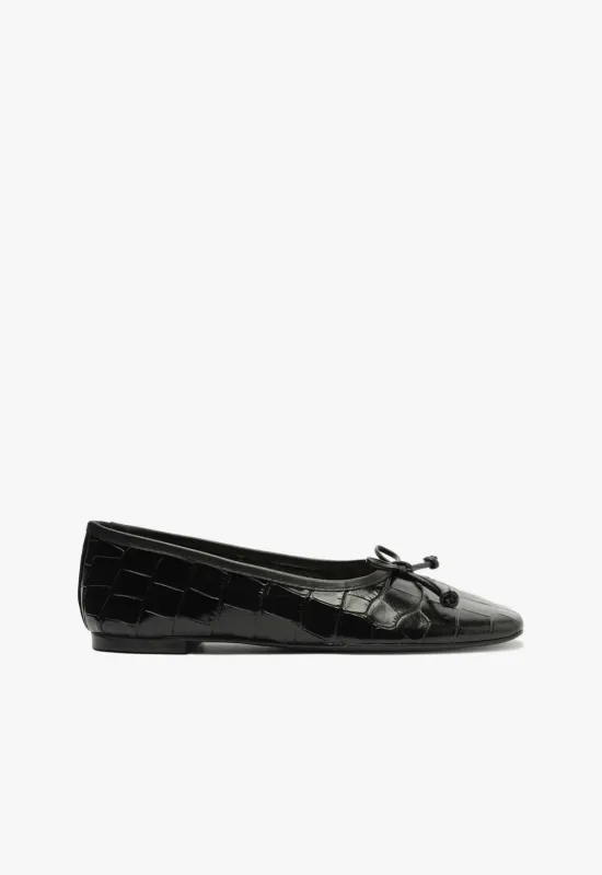 Arissa Black Leather Ballet Flat sold by SCHUTZ