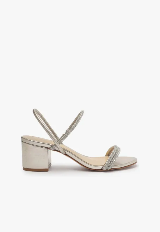 Whiteley Block Metallic Leather Sandal sold by SCHUTZ