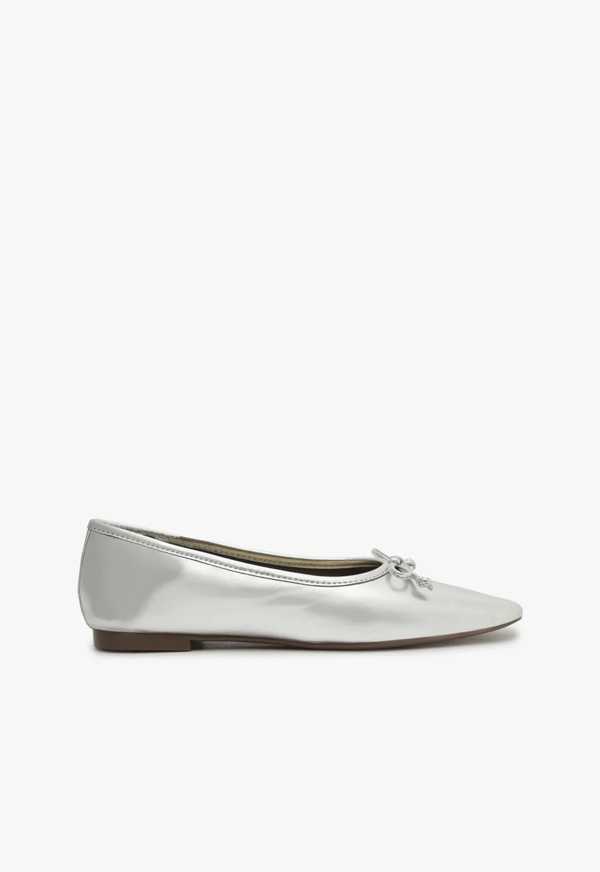 Arissa Silver Leather Ballet Flat sold by SCHUTZ