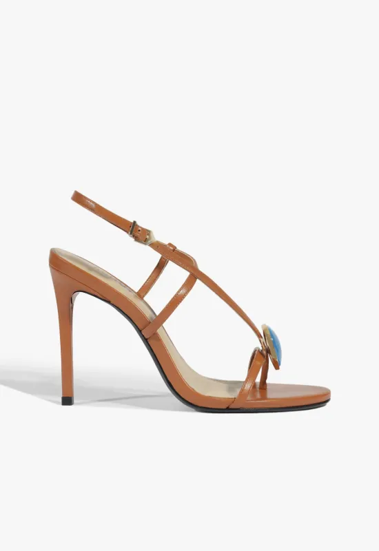 Azure Embellished Leather Sandal sold by SCHUTZ