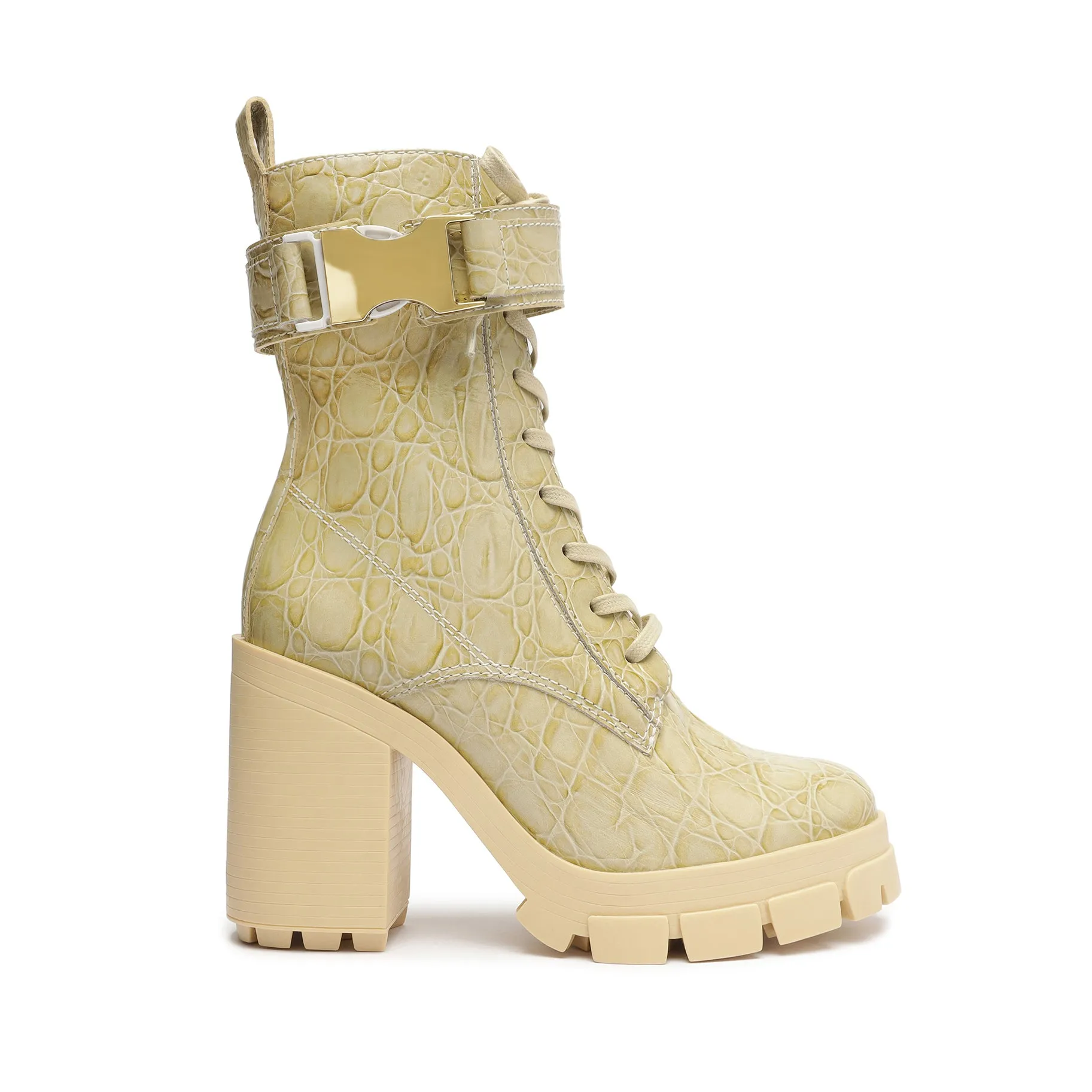 Roslyn Buckle Leather Bootie sold by SCHUTZ