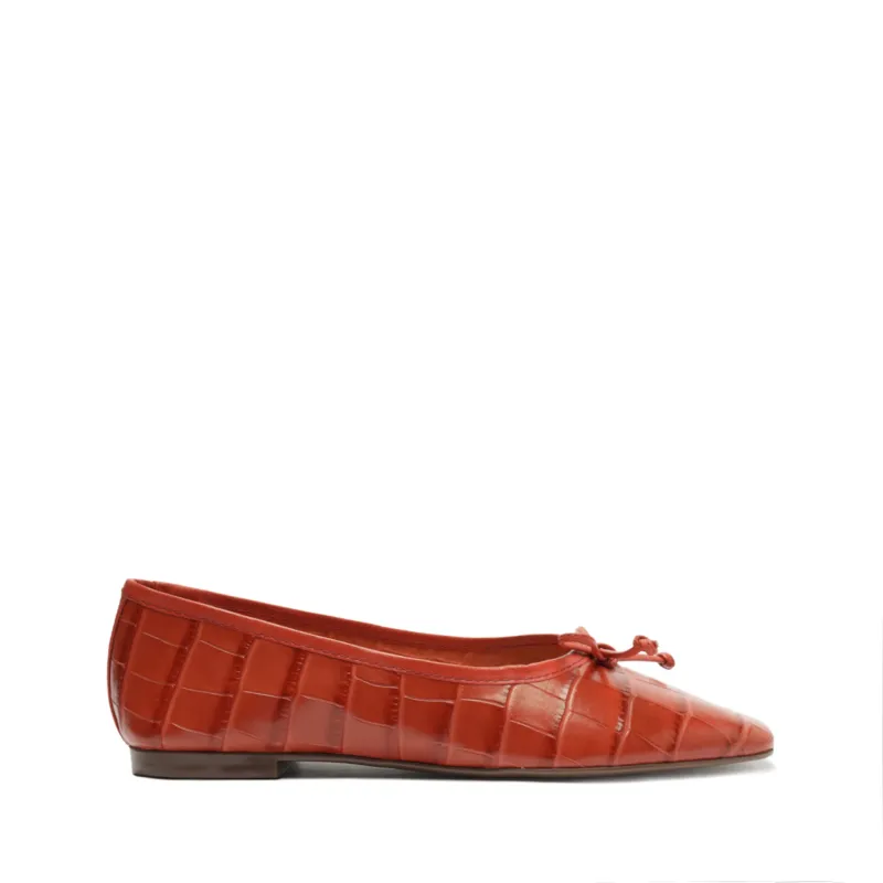 Arissa Crocodile-Embossed Leather Flat sold by SCHUTZ