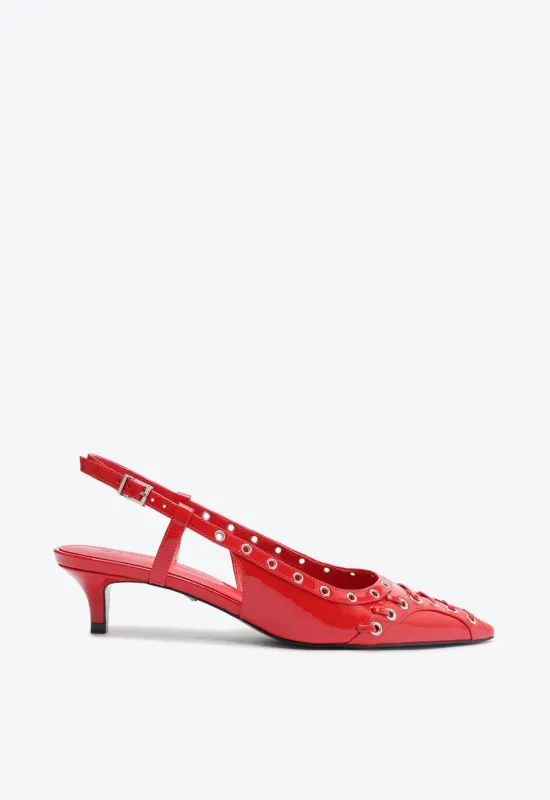 Ruth Mid Patent Leather Pump sold by SCHUTZ