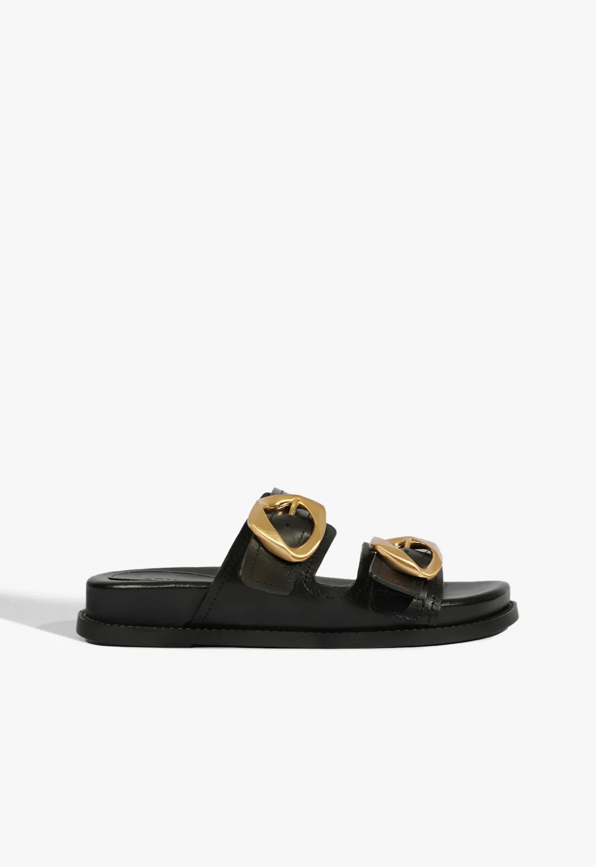 Olga Black Leather Sporty Sandal sold by SCHUTZ