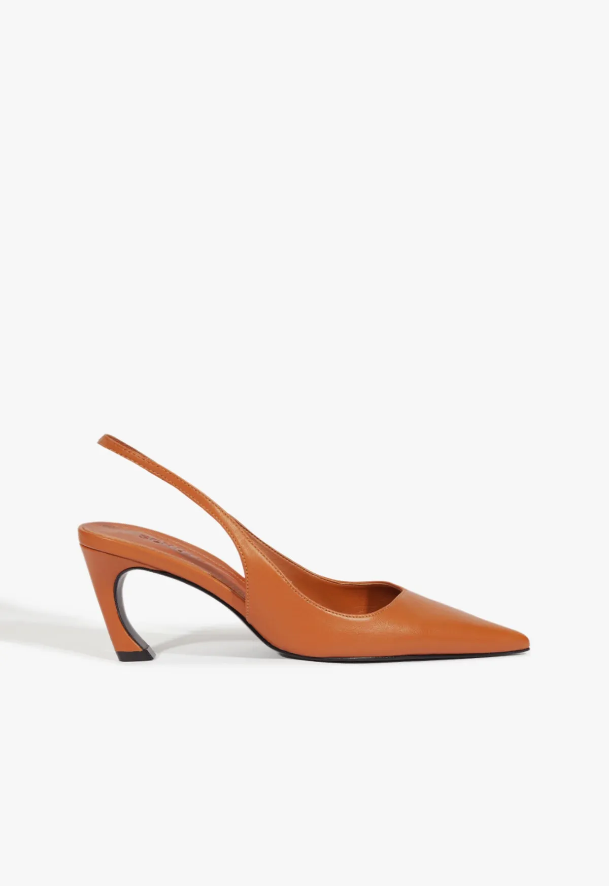 Lexi Mid Sculptural Brown Pump sold by SCHUTZ