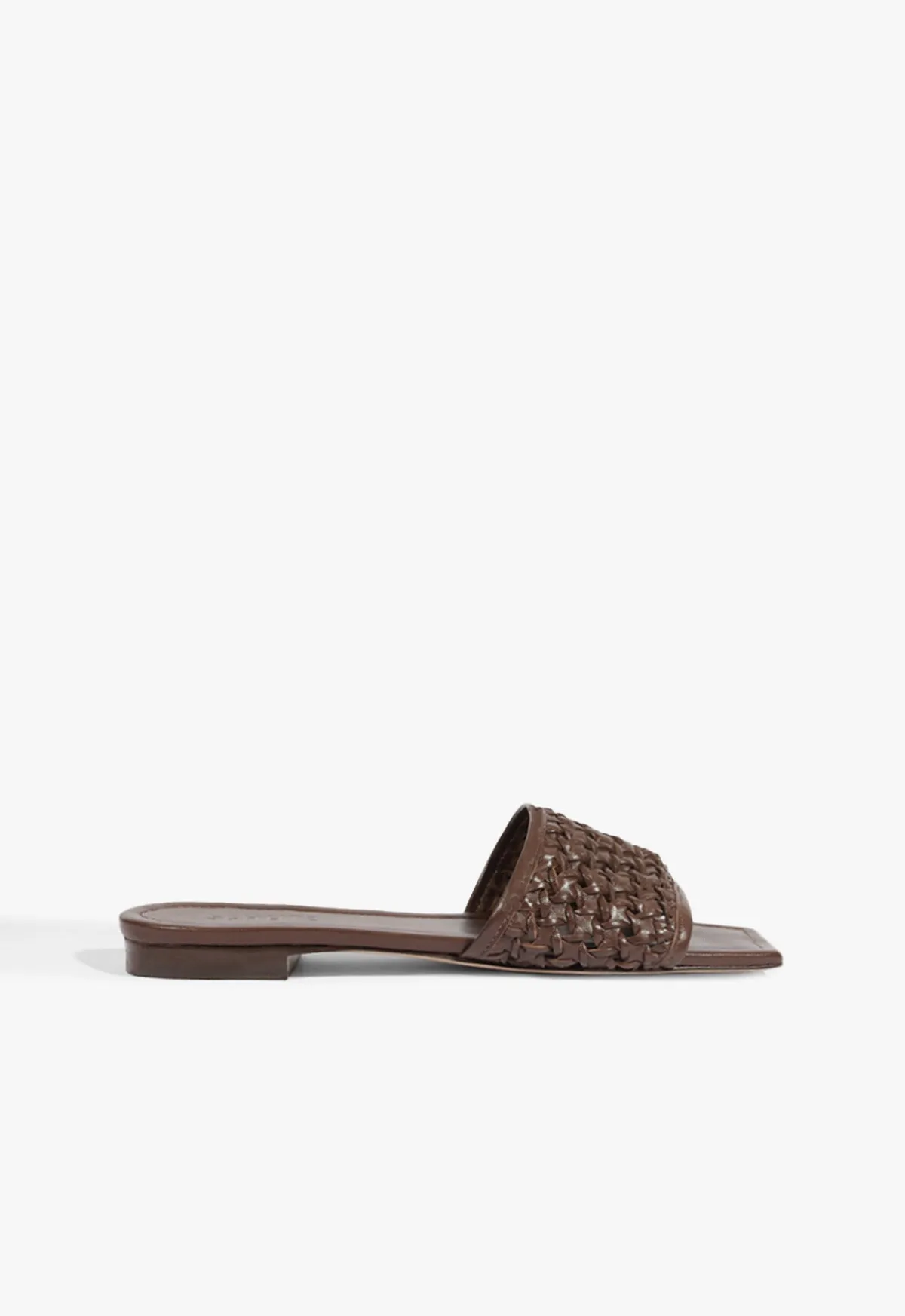 Juliet Brown Leather Flat Sandal sold by SCHUTZ