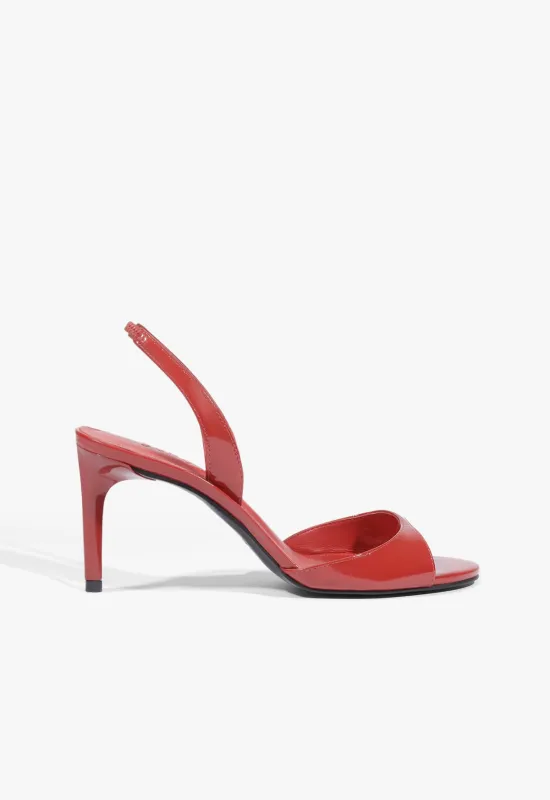 Scarlett Sling Mid Patent Sandal sold by SCHUTZ
