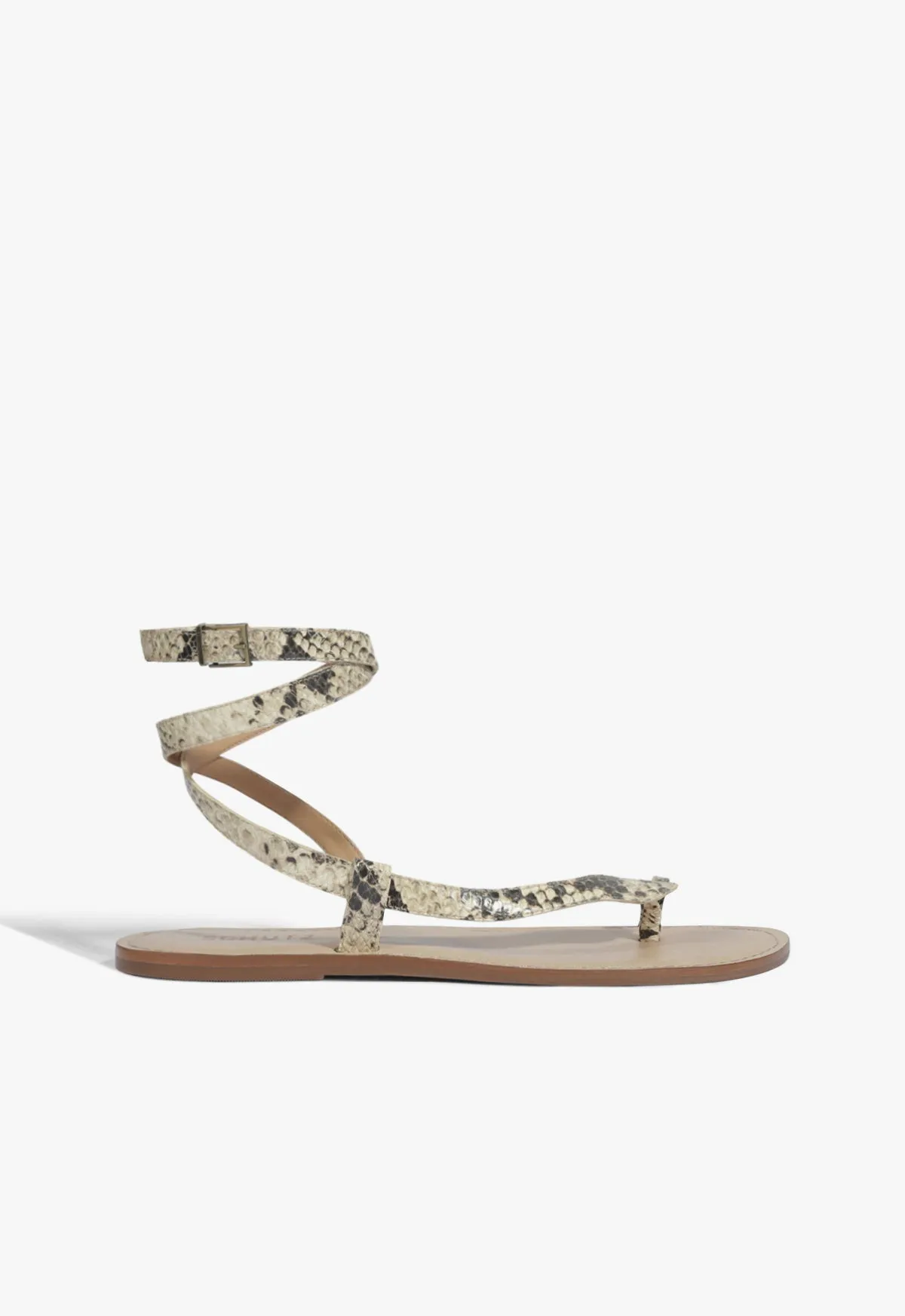 Cleo Snake Print Leather Flat Sandal sold by SCHUTZ