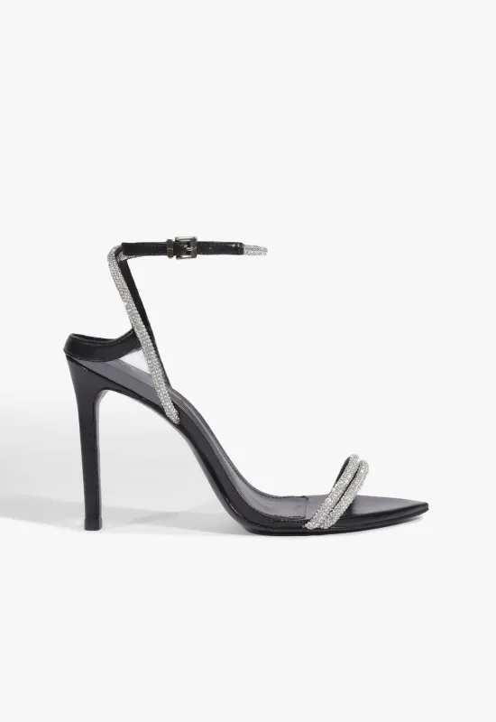 Skye Shine Leather Stiletto Sandal made by SCHUTZ
