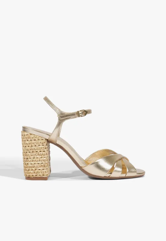 Keefa Raffia High Block Sandal made by SCHUTZ