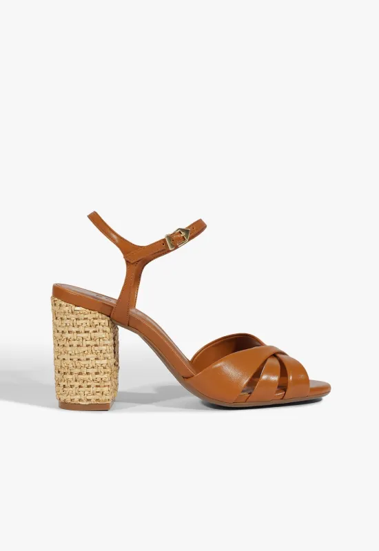 Keefa Raffia High Block Sandal made by SCHUTZ