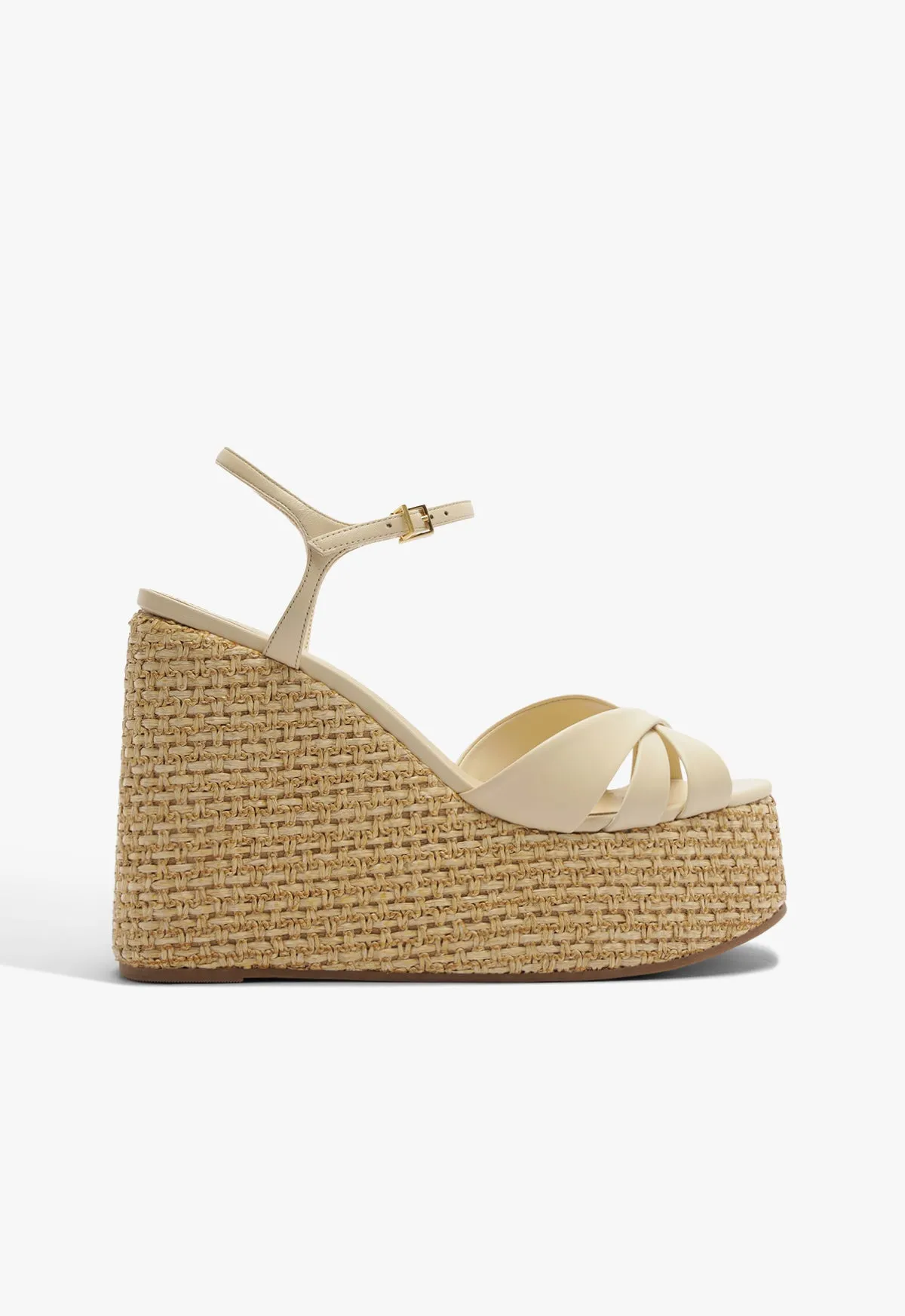 Keefa Raffia Wedge Sandal sold by SCHUTZ