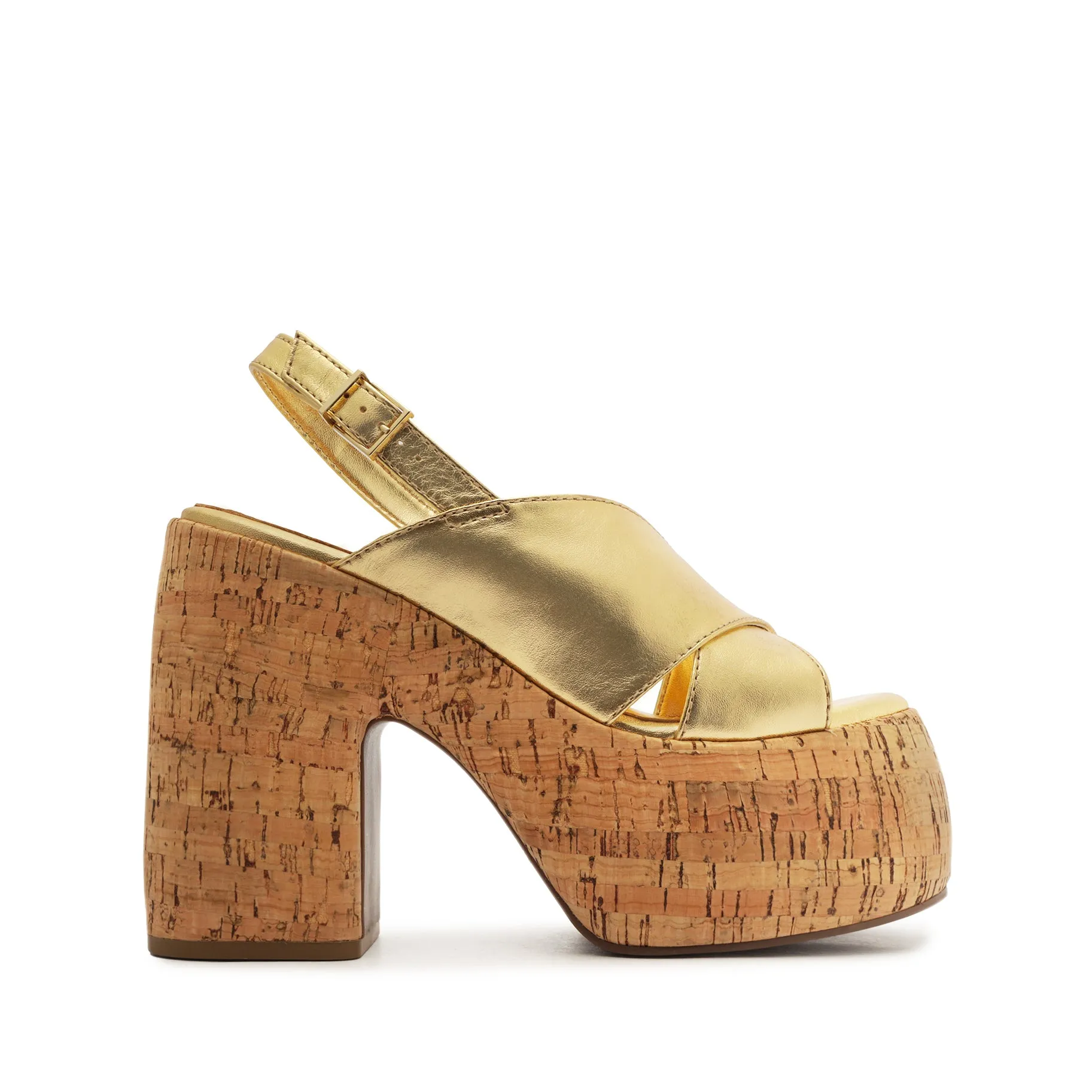 Velma Metallic Leather Sandal sold by SCHUTZ