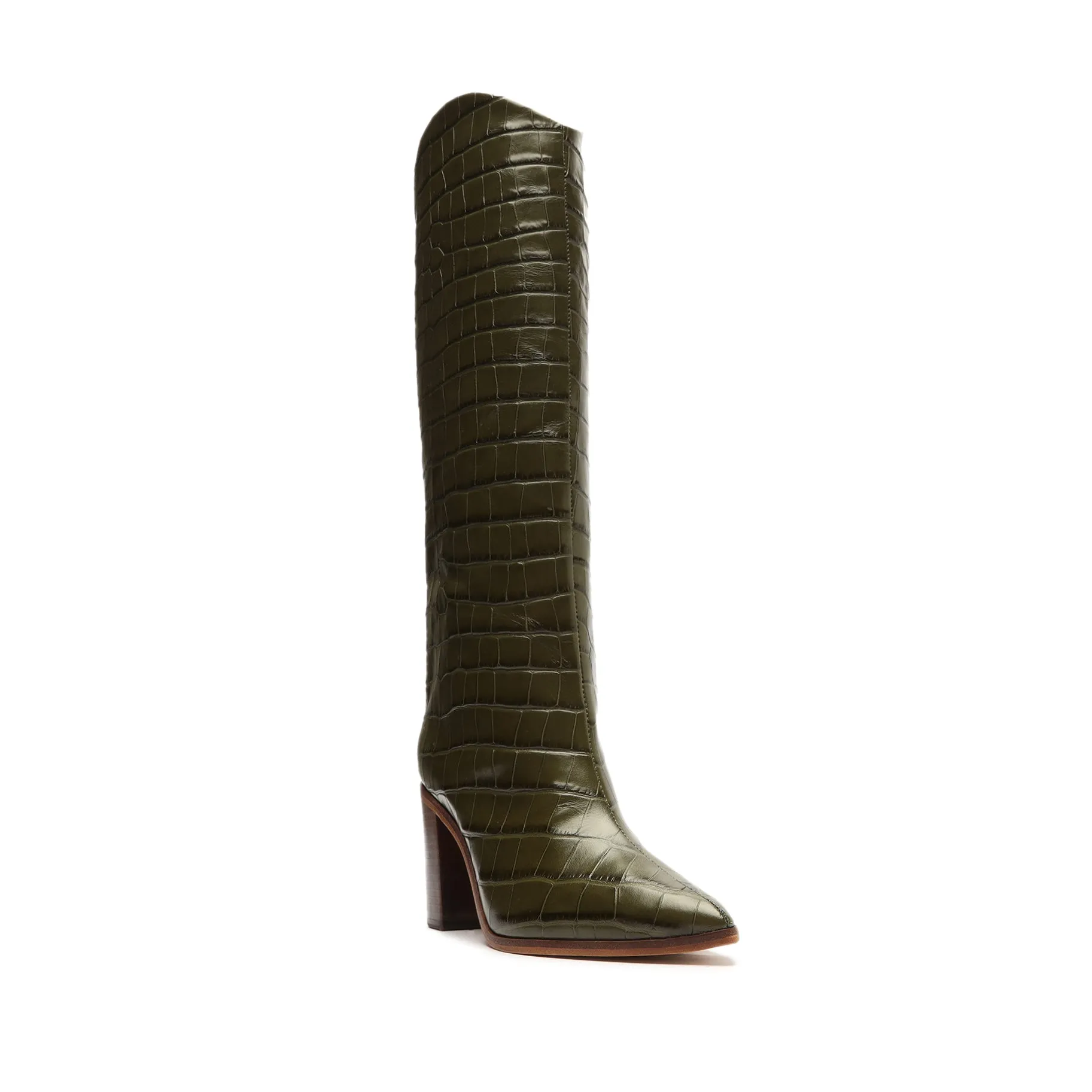Maryana Block Crocodile-Embossed Leather Boot sold by SCHUTZ product image thumbnail 2