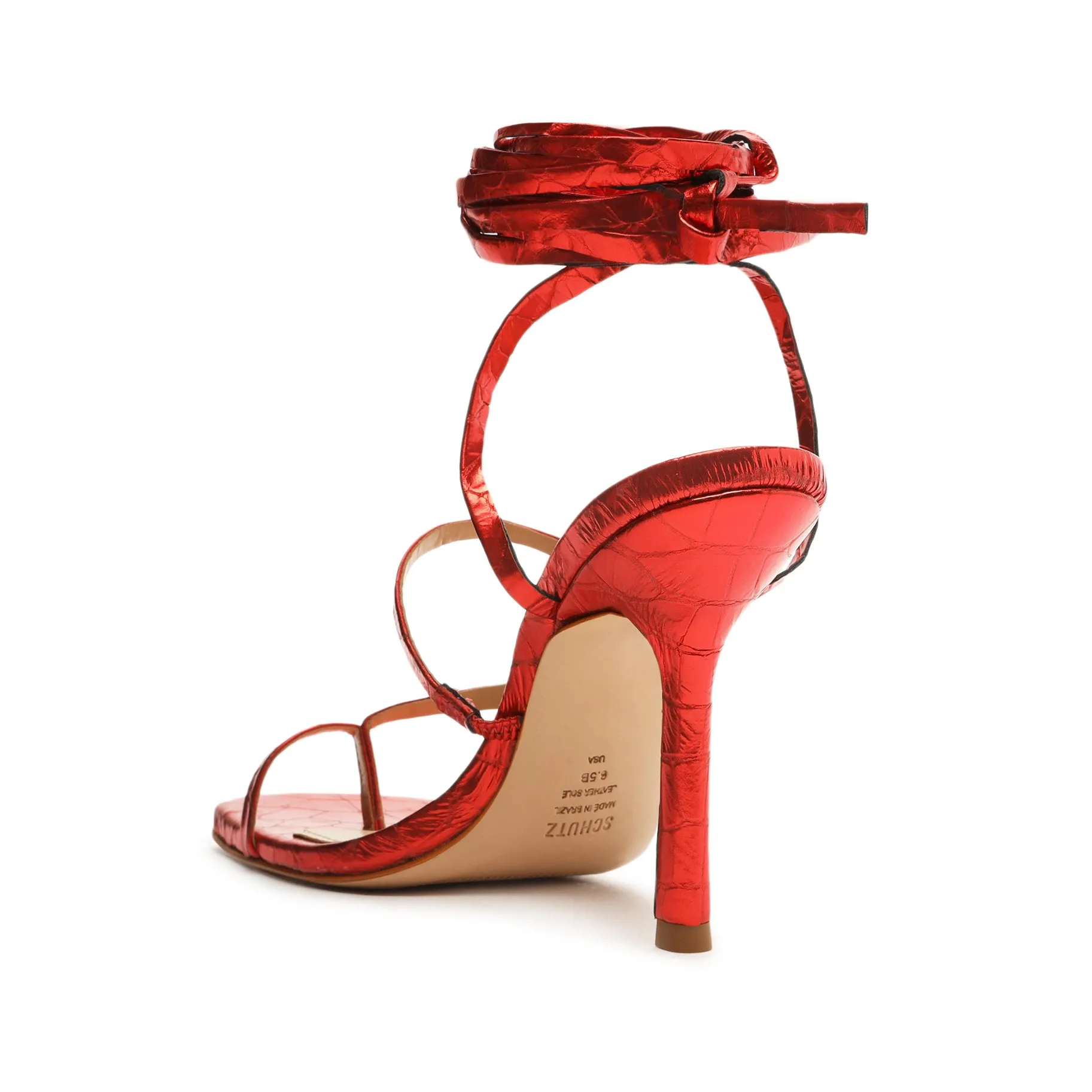 Lily Metallic Crocodile-Embossed Leather Sandal sold by SCHUTZ product image thumbnail 3