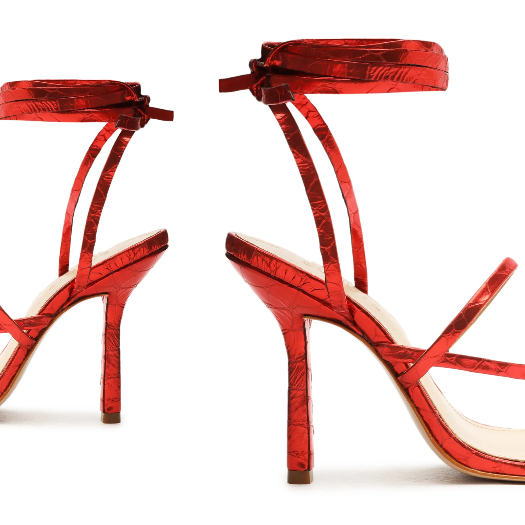 Lily Metallic Crocodile-Embossed Leather Sandal sold by SCHUTZ product image thumbnail 4