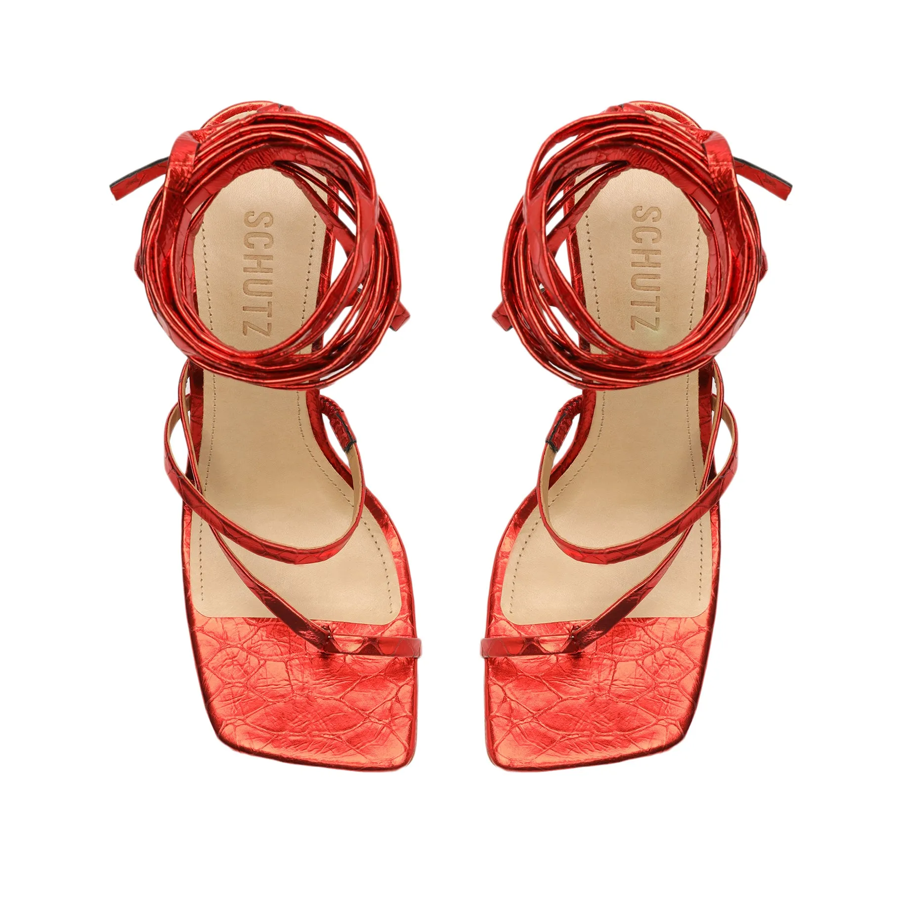 Lily Metallic Crocodile-Embossed Leather Sandal sold by SCHUTZ product image thumbnail 5