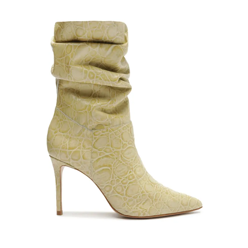 Ashlee Crocodile-Embossed Leather Bootie made by SCHUTZ