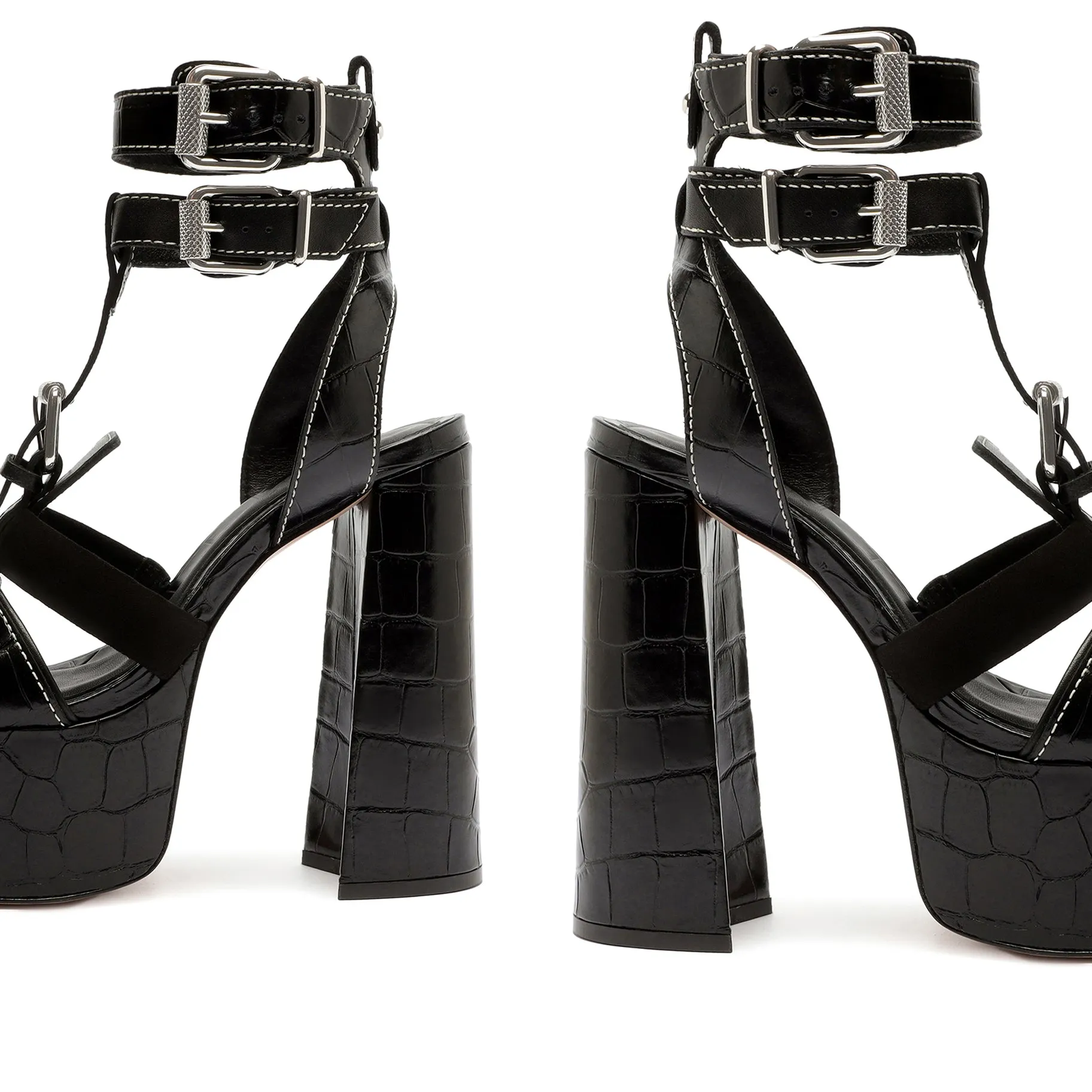 Chantelle Platform Crocodile-Embossed Leather Sandal sold by SCHUTZ product image thumbnail 4