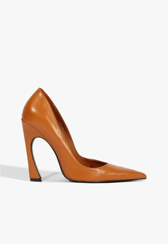 Lexi High Sculptural Brown Pump made by SCHUTZ