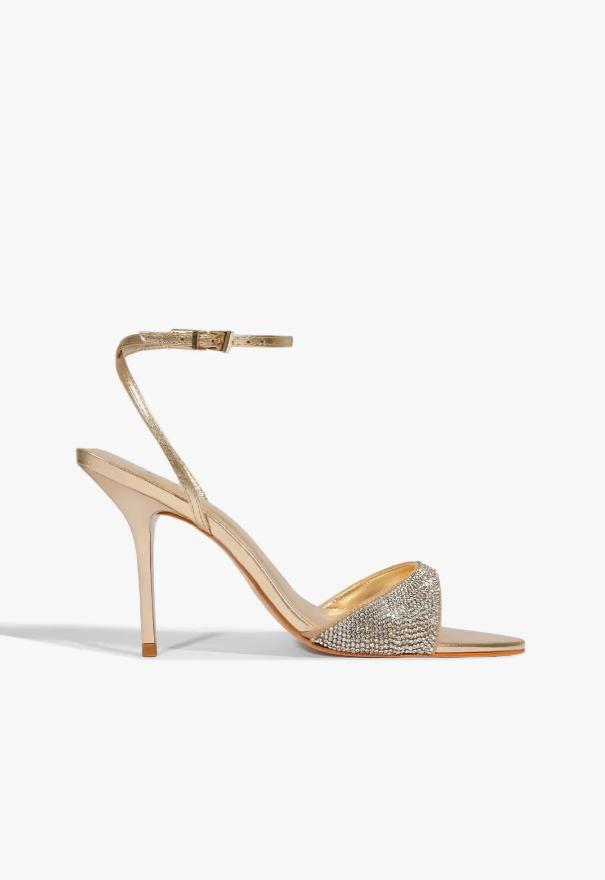 Elodie Buckle Shine Metallic Sandal sold by SCHUTZ