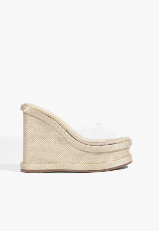 Dalle Vinyl Raffia Wedge Sandal made by SCHUTZ