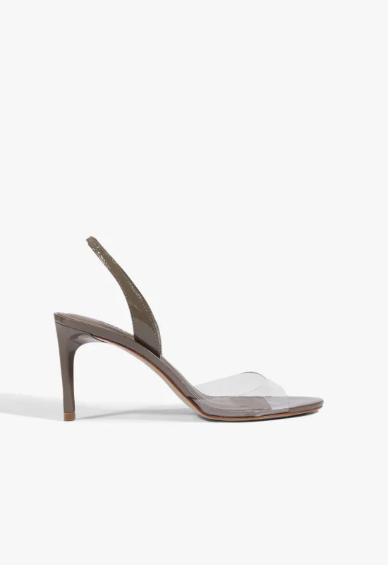 Scarlett Sling Mid Vinyl Patent Sandal made by SCHUTZ