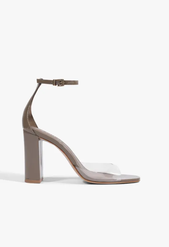 Scarlett Block Vinyl Patent  Sandal made by SCHUTZ