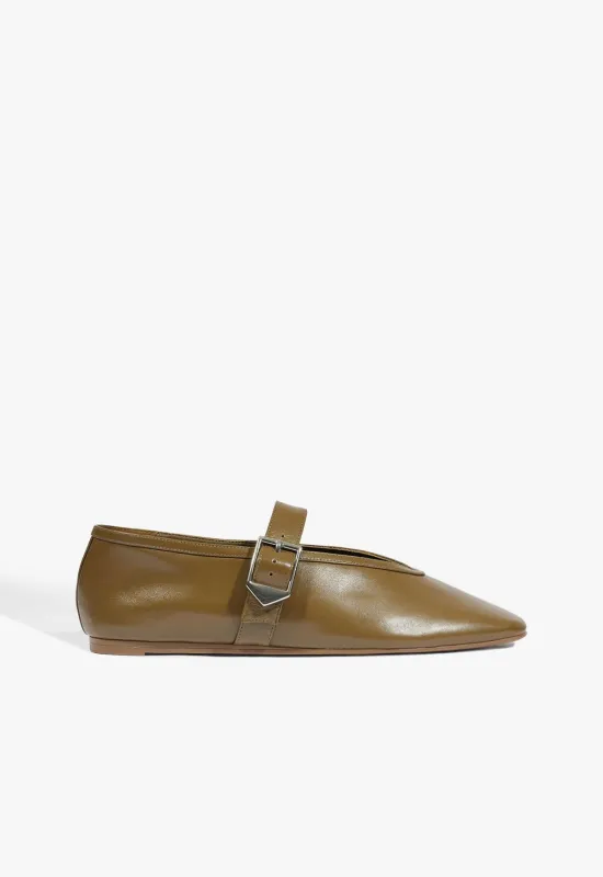 Vick Buckle Leather Ballet Flat made by SCHUTZ