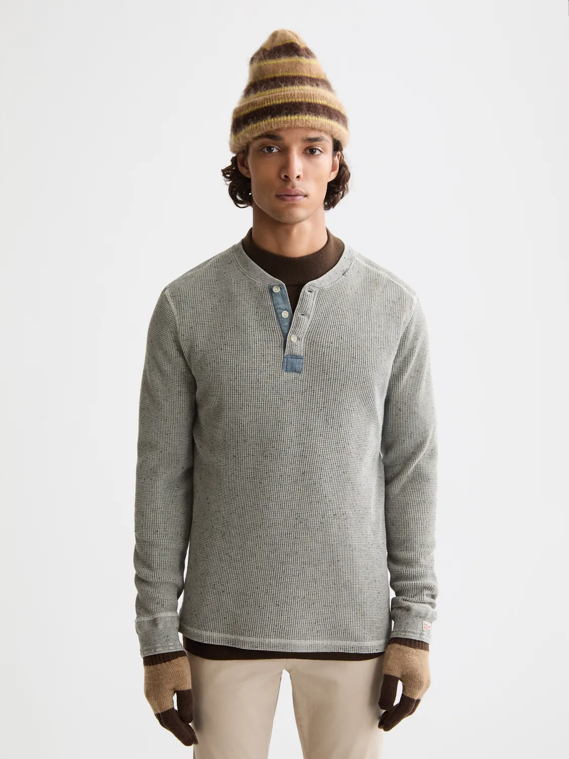 Denim washed henley shirt sold by Scotch & Soda