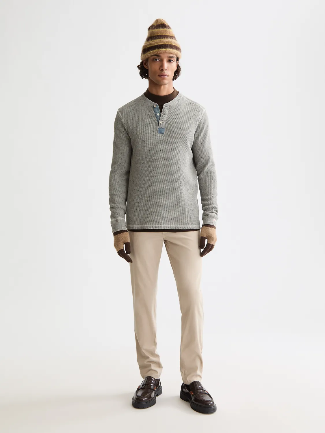 Denim washed henley shirt sold by Scotch & Soda product image thumbnail 4