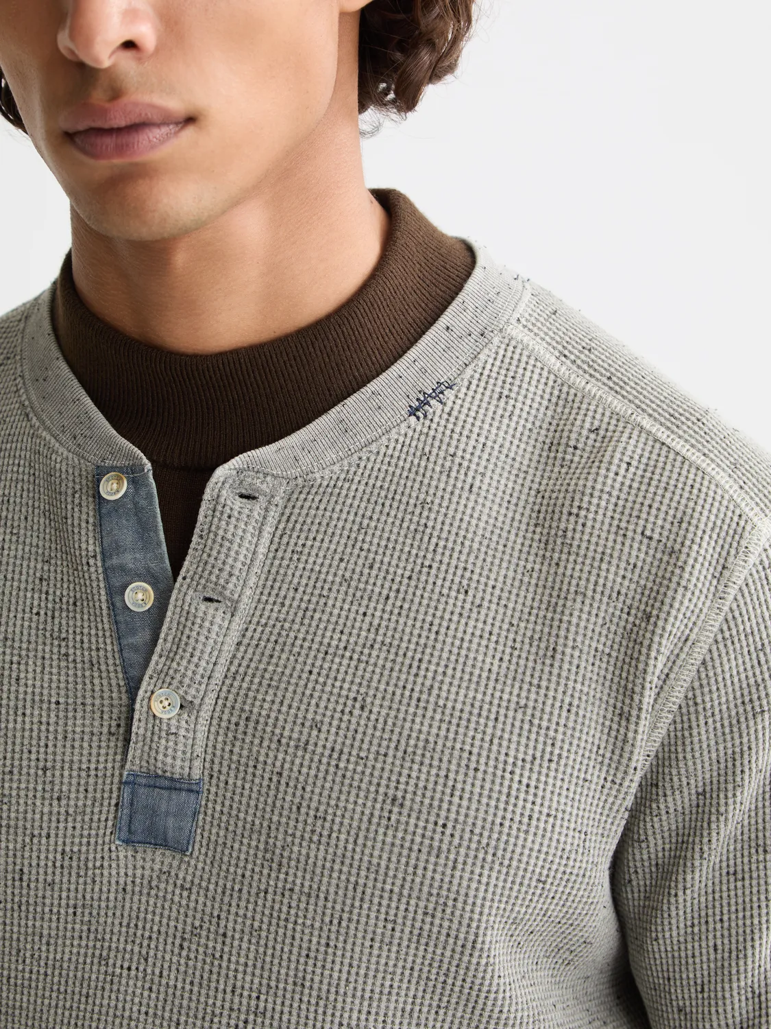 Denim washed henley shirt sold by Scotch & Soda product image thumbnail 5