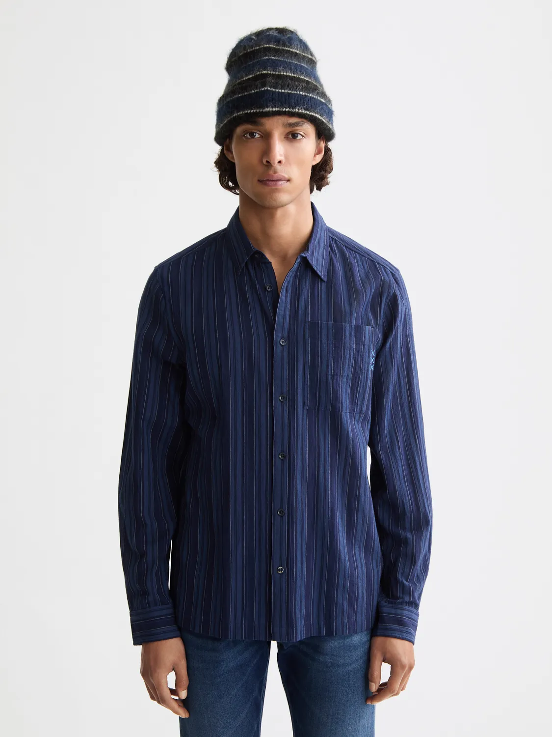 Textured striped shirt sold by Scotch & Soda